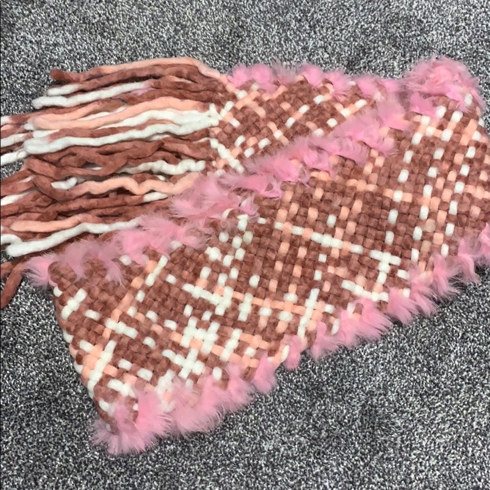 Rabbit fur pink scarf.